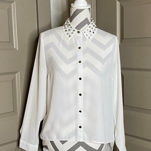 Forever 21 Sheer White Button-up Blouse